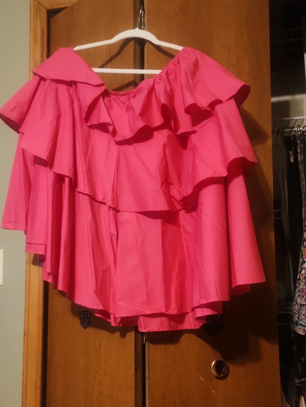 Women’s Off-Shoulder Ruffle Blouse in Hot Pink